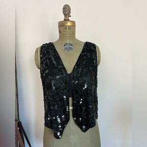 Vintage beaded & sequin vest - silk